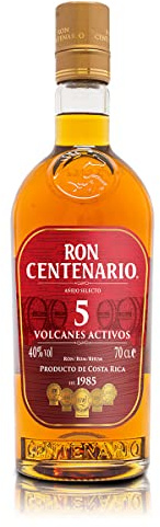 Ron Centenario 5 Añejo Selecto - Gereift in Scotch-Whisky-Eichenfässern - Geschmacksnoten von Vanille, Früchten und Holz - Centenario ist bekannt als The Spirit of Costa Rica - 40% vol - 1x700 ML