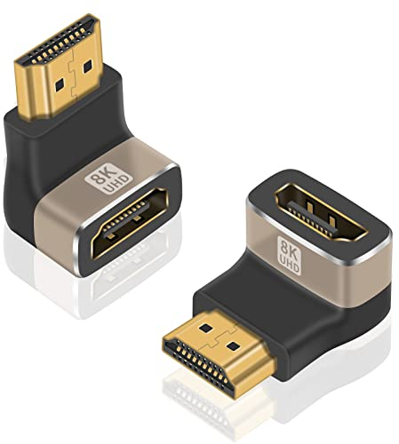 Duttek 8K HDMI Adapter 2 Pack, Up Angle HDMI 2.1 Male to Female Connector Adapter support 8K@60Hz,4K@120Hz,HDR,Dolbyfor Laptop,PC,Monitor,TV