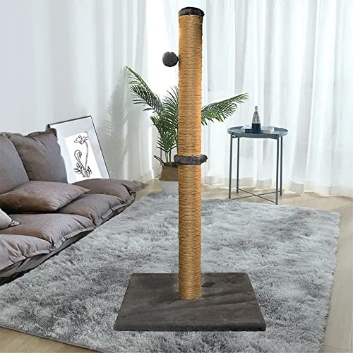 Unibos Cat Scratching Post Cat Activity Centre Kitty Climbing Tree Tall Scratching Posts for Adult Cats Vertical Full Cat Scratcher with Natural Sisal Rope Hanging Ball and Carpet Covered Heavy Base