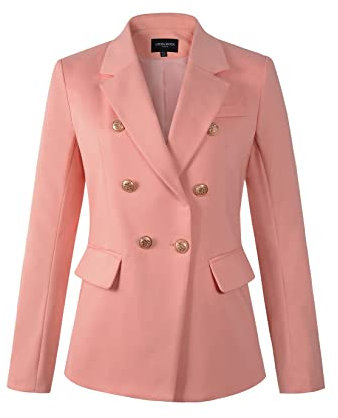 Damen Zweireihiger Blazer Damen Jacke Arbeitsanzug, Pink, 34