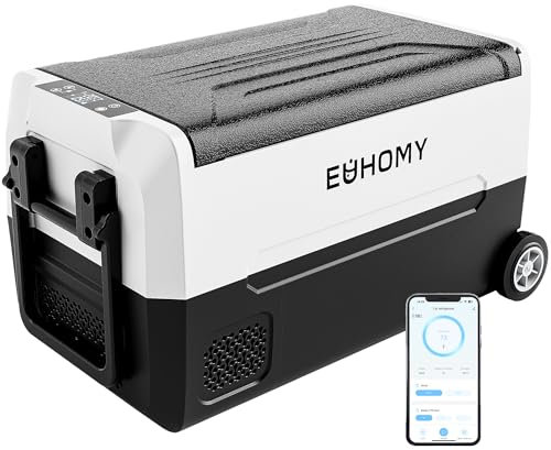 EUHOMY Réfrigérateurs 12 V, -15,6 °C ~ 20 °C, refroidisseur électrique portable de 37 litres 12/24 V CC et 120-240 V AC, séparateur amovible, réfrigérateur de voiture pour voiture, camping-car,