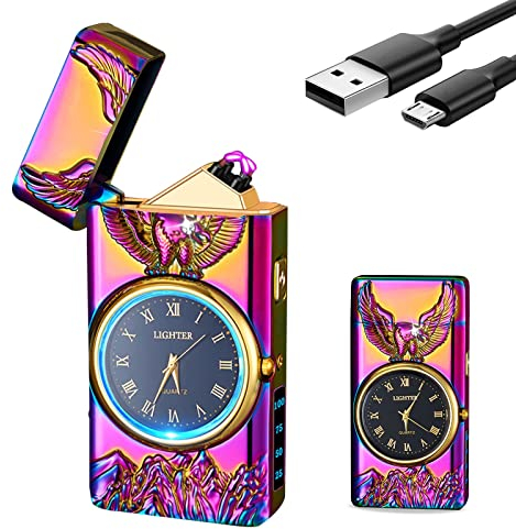 GADATOP Eagle Plasma Feuerzeug Elektrisch Aufladbar Lichtbogen USB Personalisiert Winddicht Mit Zifferblatt Und LED Licht Für Camping (Farbe)