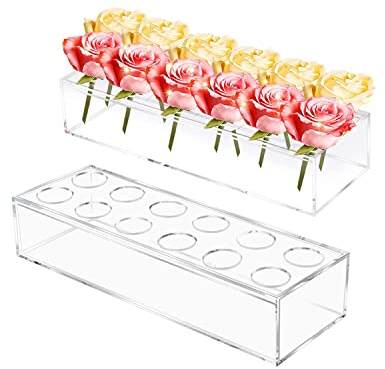 Vaso da Fiori Rettangolare in Acrilico, Centrotavola Rettangolare Floreale, Vaso Rettangolare in Acrilico, per Composizioni Floreali, Vasi Floreali Bassi per Matrimoni E Arredamento Casa