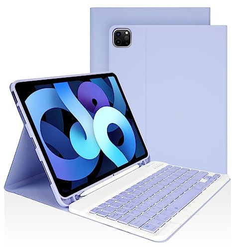 LAMA Smart Keyboard Case for iPad Air 11 (M3 2025 / M2 2024) & iPad Pro 11 (4th/3rd/2nd/1st Gen), Wireless Keyboard Case with Pencil Holder for 10.9 Air 4th/5th Gen, Purple