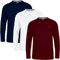 JRC Just Royal Clothing Pack of 3 Mens Long Sleeve Crewneck T-Shirts, Casual Round Neck Tops (Maroon, White, Navy, M)