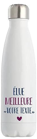 Gourde Isotherme personnalisable idée cadeau collègue élue meilleure femme | Bouteille Thermos 500 ml Texte à personnaliser