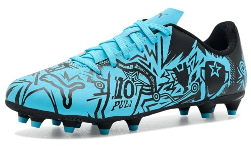 Puma Unisex-Child Tacto Christian Pulisic Firm, Artificial Ground Soccer Cleats, Hero Blue-Black, Big Kid 3