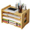 Organiseur de Bureau en Bois, Bac à Courrier A4, Porte-Documents pour Fournitures à Domicile (JS05, Bois de Cerisier)