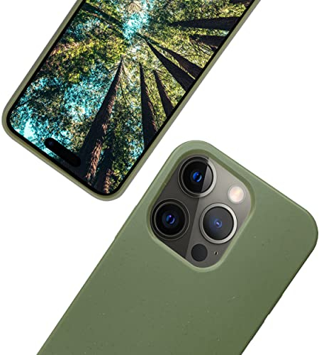 eplanita Eco Mobile Phone Case Compatible with iPhone 15 Pro, Plant Fibre, Drop Protection Cover, Durable and Sustainable (for iPhone 15 Pro, Khaki)