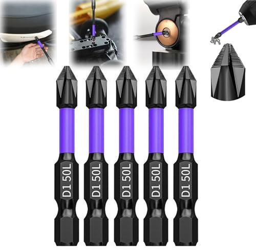 Dfcdcoo Embouts D1 antidérapants et résistants aux chocs avec embouts de tournevis Phillips, haute dureté améliorée et embout magnétique puissant (50 mm)