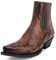 Stivaletti Western da Uomo Con Cinturino Con Fibbia, Stivali Corti da Cowboy Con Punta Quadrata in Pelle Retrò, da Motociclista, Marrone, 45 EU