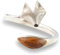 Generisch 925 Echtsilber & Holz Fuchs Ring