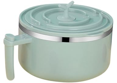 VINTORKY Tazón De Fideos Instantáneos Cubiertos Viaje Recipiente De Acero Inoxidable Cuenco De La Escuela Tazón De Fideos Creativo Con Cubierta Oficina Páginas Suministros De Cocina