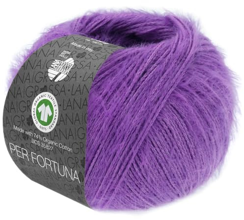 LANA GROSSA Per Fortuna GOTS | Leichtes Sommerflauschgarn mit Baumwolle | Handstrickgarn aus 74% Baumwolle (Bio) & 26% Polyamid | 50g Wolle zum Stricken & Häkeln | 190m Garn FB 50