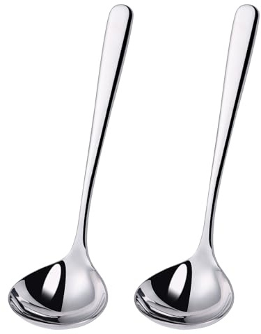 Mafier 2 oz. Soup Ladles SUS304 Stainless Steel Gravy Ladle for Serving,9.5 Inch Sauce Ladel Spoon(Silver)(Set of 2)
