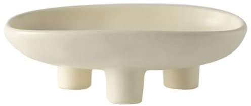 Hintyne Snack Bowls Fruit Bowl for Kitchen 3-Legs Ceramic Snack Bowls 10'' Oval Footed Bowl Large Pedestal Bowl Decorative Fruit Serving Tray for Breads,Type 1