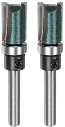 Sourcing Map 2pcs Flush Trim Router Bit, 1/4 Shank, 4/5 Cutting Length, 1/2 Cutting Dia, Top Bearings, Straight, Precise Woodworking Milling Cutter Tool