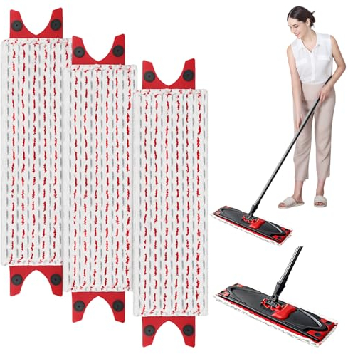 3 Pièces Serpillere Recharge pour Vileda Balai Microfibre Kit, Têtes de Balai Plates pour Vileda Ultramax Mop/UltraMax Plus 2 en 1 Absorbante Recharge, pour Taches de Nettoyage pour Lavage Sol