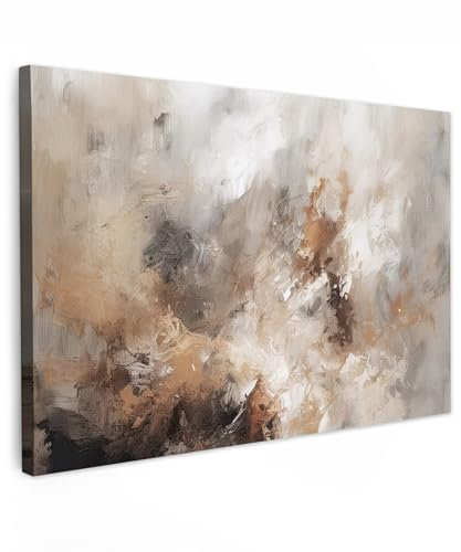 MuchoWow© Leinwandbilder Groß 120x80 cm XXL Wall Art Decoration Bilder für die Wand Schlafzimmer Deko Canvas Painting Wanddekoration Wohnzimmer Farbe - Abstrakt - Beige - Kunst