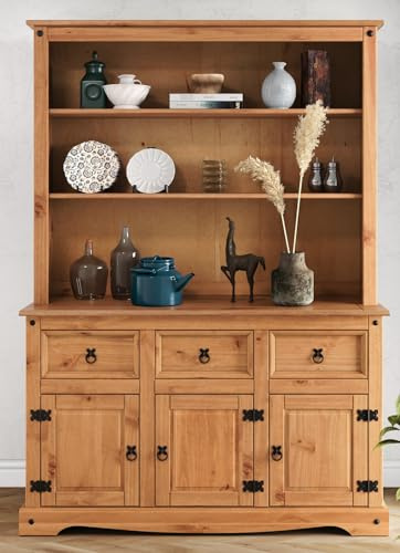 Corona Dresser Sideboard Display Cabinet Buffet Hutch Welsh Large Solid Wood Mexican Pine