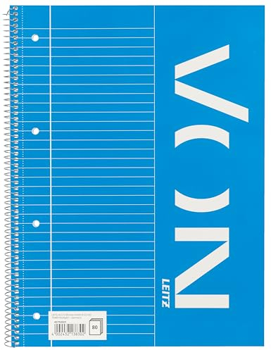 Leitz VON Collegeblock A4 liniert, 5er Pack, Notizblock mit 160 Seiten, 80 Blatt, Ideal für Büro, Studium und Schule, mit Rand links, 45750001