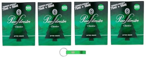 4x Pino Silvestre After Shave Original Classic,After Shave Perfekt, um die Haut frisch zu lassen, 125ml + Beni Culinari Kostenloser Schlüsselanhänger