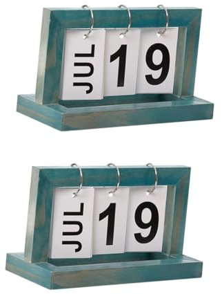 Lurrose 2St Kalenderblatt umblättern tischkalender bürodeko home decor Schreibtischdekoration büromaterial Desktop-Kalender Bürokalender Heimkalender kreativer Kalender Hölzern Blue