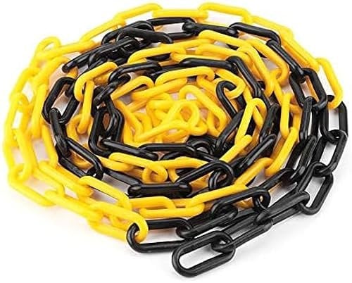 Yellow and Black Plastic Chain Link Fence Repair Kit 10mm x 1m Includes 2 Plastic Hooks High Visibility Safety Chain Link Barrier for Posts and Fencing