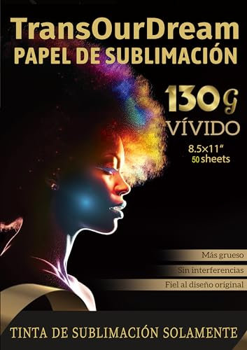 TransOurDream-Papel de sublimación, 8.5x11pulgada,50 Hojas Papel Transfer de sublimación Para Camisetas claras, Impresión de Espejo.Inkjet,Perfecto para la fiesta.