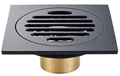 VDLLQYN Bodenablauf Quadratischer Duschablauf mit abnehmbarem Abdeckgitter, Bodenablaufgarnitur aus Messing mit Verstopfungsschutz und Geruchssperre und Haarfänger