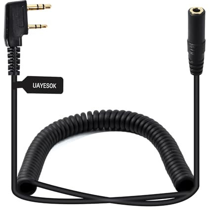 UAYESOK Adaptador de radio para auriculares, K 2 pines a 3,5 mm, cable Walkie Talkie, adaptador de audio, compatible con Baofeng UV5R 888S Kenwood TK-3501 TK-3701 Quansheng para radio bidireccional