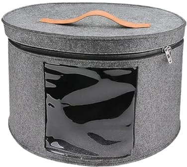 MagiDeal Hutschachtel, Faltbare Hutschachteln mit Deckel, tragbare Hutschachtel mit runder Krempe, Reisehutbehälter für den Kleiderschrank-Organizer im, Grau