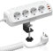 Tischsteckdose 4 Fach mit 2 USB C, Ecksteckdosenleiste mit 4 USB, Schreibtisch Steckdose, Küchensteckdose, Steckdosenleiste Wandmontage, Mehrfachsteckdose mit Schalter - 2M Weiß White