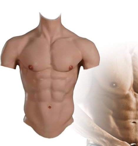 Vêtements musculaires en silicone, faux muscles de la poitrine en silicone, muscles abdominaux artificiels, faux muscles réalistes en silicone, jeu de rôle travesti simulé,S-Wheatyellow