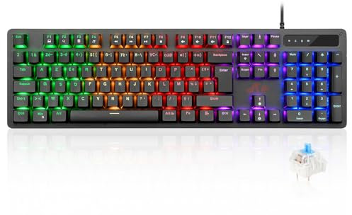 Rii Clavier Gamer AZERTY FR - USB - Clavier Filaire avec Éclairage LED | Compatible PC Gaming PS4 PS5 Mac | Noir