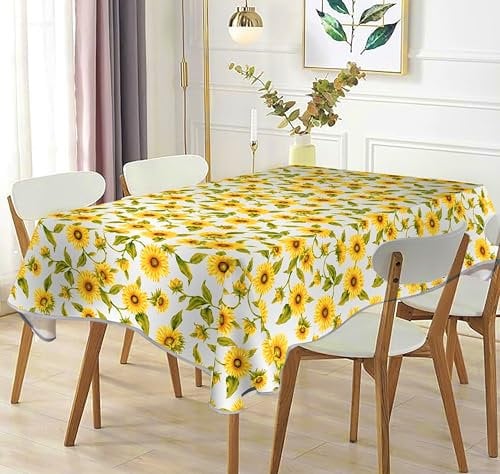IPEA Tovaglia da Tavolo Rettangolare 180 x 140 cm con Fantasia Girasoli - Elegante Tovaglia 6 Posti in Poliestere Resistente Antimacchia per Pranzo, Cena, Colazione, Eventi - Lavabile in Lavatrice