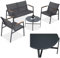 Focus Garden Balkonmöbel-Set Mango Gartenmöbel, 4-teilig - Dunkelgrau - 2 Stühle, Tisch und Sofa - Wetterfeste Möbel für Balkon und Terrasse, Metall Outdoor Lounge-Sitzgarnitur