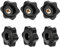 6Pcs M6 Star Clamping Nuts, Black Handle Knobs Diameter 32mm Knob Grip Plastic Star Nuts Wing Nut Thumb Bolts Thread For Machines And Systems Furniture Machine Tools Fitness Equipment