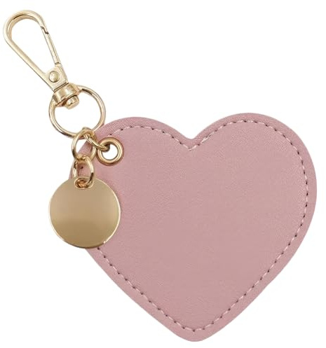 CALFOVERA Porte Clés en Cuir PU en Forme de Cœur pour Femme Joli Porte Clés avec Fermoir en Alliage Idéal pour la Voiture Cadeau de Saint Valentin (Rose)