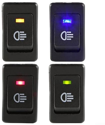 ASW-17D - Interruttore a levetta a LED da 12 V 35 A a 4 pin, indicatore luminoso per fendinebbia, luci di marcia diurna, camion, SUV, barche, attrezzature industriali marine (giallo)