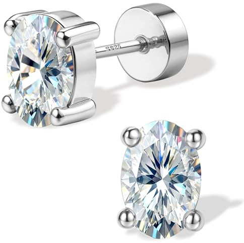 SLLAISS Boucle d'Oreille Femme Argent 925 avec Moissanite D Couleur VVS1 Piercing Oreille Piercing Helix Tragus Lobe Cartilage Anti Allergie Plaqué Or 14K Petit Boucles d'Oreilles a Vis Plat