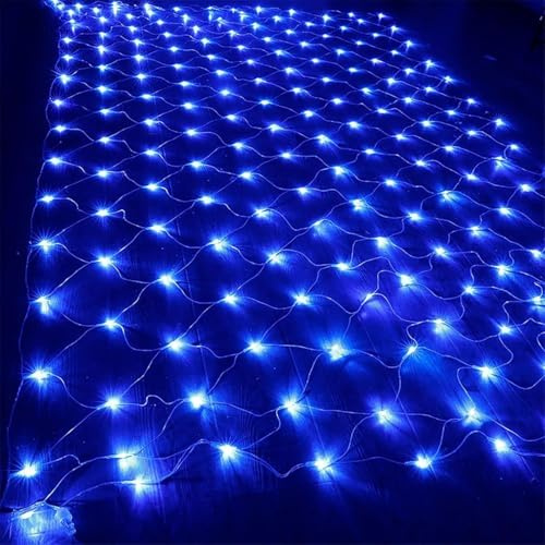 ZUYINBULUO Lichtnetz 6 x 4 m, Beleuchtung für große Flächen, erweiterbar, 8 Modi, Speicherfunktion und Wasserdichtigkeit IP44 (Blau, 1,5 m x 1,5 m, 96 LEDs)