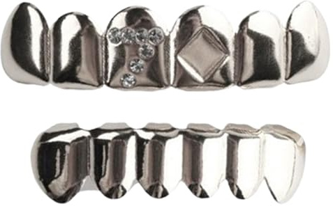 Qiwenr Hip Hop Teeth Barbecue, Hip Hop Grills Dents, Grills Dentaires, avec 2 Barres de Moulage en Silicone, Parfait pour Les Festivals de Musique, Défilés de Mode, Halloween, Fêtes, Cosplay
