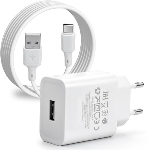Chargeur USB 10,5W 5V/2,1A avec Câble 1m Type-C, Bloc Chargeur USB C