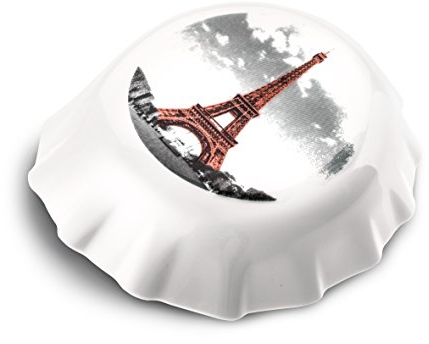 koziol 3772525 Plopp Paris Flaschenöffner mit Druck, Thermoplastischer Kunststoff, weiß, 8.5 x 7.7 x 2.4 cm
