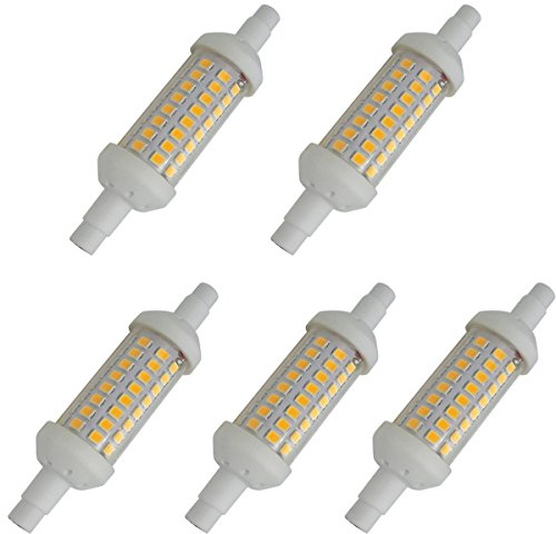 Aoxdi 5 Stück R7s LED Leuchtmittel Strahler 78mm 5 Watt, Warmweiß, 64 SMD 2835 LED Lampen Halogen Standleuchte 5W, AC220-240V