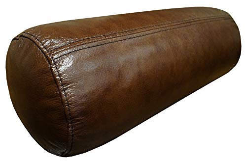 Quattro Meble Braun Glanz Echt Leder Nackenrolle Nackenkissen Lederkissen Sofa Dekokissen Rindsleder Kissen Kopfstützen Kopfkissen Durchmesser-20cm (55 x D-20 cm)