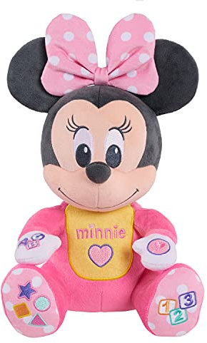 Disney Baby Just Play - Peluche Minnie Mouse con suoni e frasi, canta ABC, 123s e canzoni colorate, giocattoli per bambini per età 06 mesi