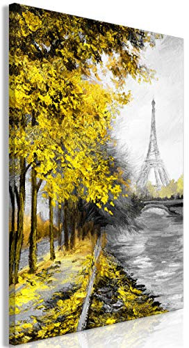 decomonkey Bilder Paris 80x120 cm 1 Teilig Leinwandbilder Bild auf Leinwand Vlies Wandbild Kunstdruck Wanddeko Wand Wohnzimmer Wanddekoration Deko Eiffelturm Landschaft schwarz-weiß