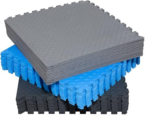 Fitem Premium & Umweltschutz Eva-Schaum-Fliesen – Puzzle-Matte – Bodenschutz – Sport – Pool – Crossfit – Krafttraining – Gym – Garten – Indoor – Outdoor – 63 x 63 x 1 cm (blau – 24 Stück)